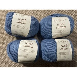 Rowan Wool Cotton Yarn Lot Blue 904 Merino Wool Skein 50g